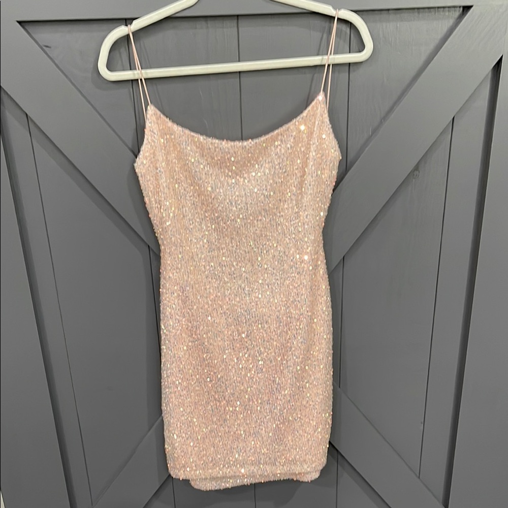 B Darlin Pink / Iridescent Sequin Party Homecoming Mini Dress Size 11/12